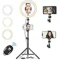 Orieta Ring Light avec Trépied,10.2“ LED Anneau Lumiere Selfie Lumiere avec Trépied, Professionnels Lumiere Anneau pour Telephone Caméra Photo Vidéo Self-Portrait Youtube et Maquillage (10.2 Pouces)