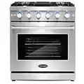 COSMO COS-EPGR304 Slide-in Freestanding Gas Range with 5 Sealed Burners, Cast Iron Grates, 4.5 cu. ft. Capacity Convection Oven, 30 inch, Stainless Steel