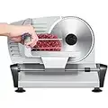 Meat Slicer For Home Use, Housnat Kitchen Pro Electric Deli & Food Slicer with 0-15mm Adjustable Thickness and 7.5" Stainless Steel Blade Cuts Meat, Cheese, Bread, Include Food Pusher, 150W