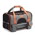 PETCUTE Transportin Gato,Bolsa Transporte Portátil y Transpirable para Mascotas con Colchón Suave,Tira Reflectante,Bolsa de Transporte para Gatos con Correa de Hombro Ajustable,Aerolínea Aprobado