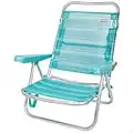 AKTIVE 53962 - Silla multiposición, de playa plegable, 5 posiciones, 47 x 48 x 80 cm, altura del asiento 22 cm, estructura reforzada, color turquesa, con asa de transporte