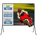 Projector Screen (120"), Projector Screen and stand 16:9 HD Foldable Projection screen Indoor Outdoor, Video Projector Screen for Home, Party, Office, Classroom