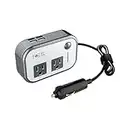 FOVAL 200W Car Power Inverter with Dual DC 12V to 110V AC Outlet and 3.1A 4 USB Ports, Auto Charger Adapter for Laptops and Phones （Gray）