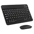 Ultra-Slim Bluetooth Keyboard and Mouse Combo Rechargeable Portable Wireless Keyboard Mouse Set for Apple iPad iPhone iOS 13 and Above Samsung Tablet Phone Smartphone Android Windows (Black)