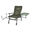 Carp Angelstuhl Campingstuhl F5R ST/P Stuhl Deluxe Karpfen Angler Campingstuhl mit extra Höhe und Tisch Angelrutenhalter, Polyester