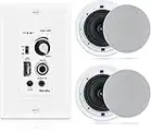 Herdio 6.5 Inch Bluetooth Ceiling Speakers 320W 2-Way in Wall Speakers with Wall Amplifier Perfect for Home Theater Living Room Kitchen Office (White, Pair)