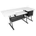 Sew Ready Eclipse Hobby Sewing Center Craft Table Sturdy Computer Desk with Drawers in Black/White, 13362