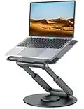 Tounee Support Ordinateur Portable, Support Laptop Réglable avec Base Rotative à 360°, Support Ergonomique pour Ordinateur Portable, s'adapte à Tous Les Ordinateurs Portables de 10 à 17", Gris