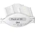 3M Aura Particulate Respirator 9205+, N95, Pack of 20 Disposable Respirators, Individually Wrapped, 3 Panel Flat Fold Design Allows for Facial Movements, Comfortable, NIOSH Approved