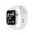 Apple Watch SE (2ᵉ génération) (GPS, 40mm) Montre connectée - Boîtier en Aluminium Argent, Bracelet Sport Blanc - Regular. Suivi de la Forme Physique et du Sommeil, détection des Accidents