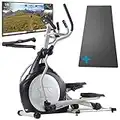 Skandika Crosstrainer CardioCross Carbon Pro Ellipsentrainer mit 23,5kg Schwungmasse und Magnetbremssystem | Made in Germany Bodenschutzmatte, Multifunktionscomputer, Pulsgurt, Bluetooth, Kinomap