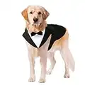 Kuoser Dog Tuxedo Dog Suit and Bandana Set, Dogs Tuxedo Wedding Party Suit, Dog Prince Wedding Bow Tie Shirt Formal Dog Wedding Attire for Large and Medium Dogs Golden Retriever Samo Bulldogs