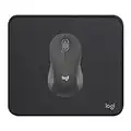 Logitech Signature M650 L Souris sans Fil Grande Taille, Mains Larges, Clics Silencieux, Boutons Programmables, Bluetooth, Gris + Logitech Mouse Pad - Tapis de Souris d'Ordinateur, Anti-Dérapant Noir