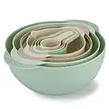 COOK WITH COLOR 8 Piece Nesting Bowls with Measuring Cups Colander and Sifter Set - Includes 2 Mixing Bowls, 1 Colander, 1 Sifter and 4 Measuring Cups, Mint Green