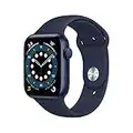 Apple Watch Series 6 GPS, 44 mm blaues Aluminiumgehäuse mit Deep Navy Sportband (Generalüberholt)