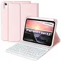 HOTLIFE Tastatur Hülle für iPad Mini 6. Generation 2021 8,3 Zoll mit PU-Lederhülle, Abnehmbare Kabellose QWERTZ Bluetooth Tastatur Mit Stifthalter & Auto Sleep Wake(Rosa)