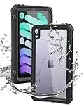 iPad Mini 6 2021 Case Waterproof with Pencil Holder, Built-in Screen Protector and Stand, Dustproof Shockproof Drop Proof Case, Rugged Full Body Cover for iPad Mini 6 6th Generation 2021
