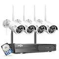 [Expandable 10CH,2K] Hiseeu Wireless Security Camera System with 1TB Hard Drive with One-Way Audio,10 Channel NVR 4Pcs 1296P 3.0MP Night Vision WiFi Security Surveillance Cameras DC Power Home Outdoor