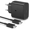 Cargador Samsung Carga Rapida de 45W, Cargador USB C para Samsung Galaxy S23 Ultra/S23+/S23/S22 Ultra/S22+/S22/S21/S20/Note 20/Note 10,Galaxy Tab S8/S7,Enchufe USB C con Cable USB C Carga Rapida de 2M