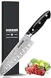 AIRENA Santoku Messer - 7" Japanisches Stil Küchenmesser - X50CrMov15 Deutsche Stahlklinge & Full-Tang Ergonomischer Pakkaholz-Griff - Beste Leistung & Ultrascharfes Kochmesser mit Geschenkbox