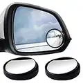 SUMAJU 2 Pcs Blind Spot Mirrors, 360°Rotate Round HD Glass Adjustable Automotive Stick-on Convex Side View Spot Mirror for Universal Cars(Black)