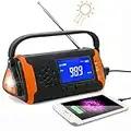 TKOOFN Radio de Emergencia Manivela FM Am, Generacion Solar Portátil Multifunción Al Aire Libre Novedad Radio con Pantalla LCD + 4000mAh como Power Bank/Linterna LED/Reproducción de música AUX