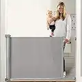 Momcozy Barrière de Sécurité Rétractable pour Bébés 180cm, Améliorer Barrière de Securité Escalier, Barrière Sécurité Enfant Relocalisable pour les Escaliers/Portes/Couloirs, Gris