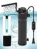 AquaMiracle Aquarium Filter Fish Tank Filters U-V Filter Pump with Timer Turns Green Water to Clear, Dual Mode (Aeration/Rainfall) for 40-120 Gallon Aquariums, Flow Rate and Direction Adjustable