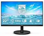 Philips Monitor Gaming 221V8A da 22", Adaptive Sync 75 Hz, VA, Full HD, 4 ms, HDMI, VGA, Casse Audio Integrate, Attacco VESA, Nero