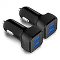 Zonlaky Car Charger 2 Pack, 24W Dual USB Car Charger - Black, SmartUSB Port Car Adapter Compatible iPhone 13/12/11/XR/Xs, iPad Pro/Air 2/Mini, LG, Pixel, Galaxy (Not Compatible with Quick Charge)