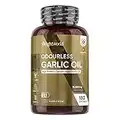 Garlic Capsules Odourless High Strength 45,000mg – 180 Softgels (Upto 3 Softgels A Day) - Cold Pressed Garlic Oil Extract - High in Allicin - Deodourised Garlic Supplement (not Garlic Tablets)