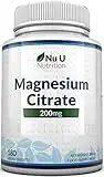 Magnesium Citrate 200mg | 180 Tablets for 6 Month Supply of Magnesium Tablets | Made in The UK by Nu U Nutrition