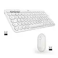 Logitech K380 for Mac + M350 Wireless Keyboard and Mouse Combo - Slim Portable Design, Quiet Clicks, Long Battery Life, Bluetooth, Multi Device with Easy-Switch - MacOS, iPadOS, iOS - White QWERTY UK