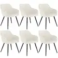 WOLTU 6X Sillas de Comedor Nordicas Estilo Vintage Juego de 6, Silla de Cocina Silla Tapizada con Reposabrazos Tapizadas en Terciopelo, Estructura de Metal, Crema BH93cm-6