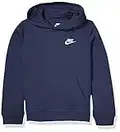 Nike Boy's NSW Pull Over Hoodie Club, Midnight Navy/White, Large