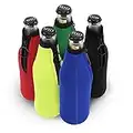 SUPGLAZ Paquete de 5 fundas enfriadoras para botellas de cerveza con cremallera para fiestas, soporte de cerveza plegable con aislamiento de neopreno para botellas de 12 oz de 330 ml