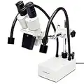 AmScope - 20X Compact Fixed-Lens Stereo Boom-Arm Microscope with Dual Gooseneck LED Lights - SE420-2L