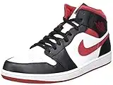 NIKE Air Jordan 1 Mid, Zapatos de Baloncesto Hombre, Blanco (White/Gym Red/Black 122), 42.5 EU