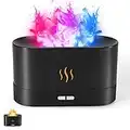 Flame Air Aroma Diffuser Humidifier, 7 Flame Color Noiseless Essential Oil Diffuser for Home,Office,Yoga with Auto-Off Protection 8Hours (Black)