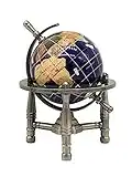 Unique Art 15,2 cm par Bleu Lapis Océan Pierre précieuse de Dessus de Table Mini Globe terrestre avec Argent trépied