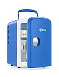 AstroAI Mini Fridge 4 Litre, 6 Can Portable AC+DC Power Cooler & Warmer, for Bedrooms, Cars, Offices; Skincare, Makeup, Cosmetics, Food (Blue)