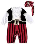 Pirate Costume Kids Baby Boys Halloween Outfits Romper with Vest and Hat