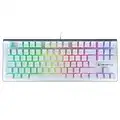 Newskill Serike TKL Ivory Teclado Mecánico Gaming RGB Ultra Compacto con más de 11 Efectos de Iluminación RGB, Grabación de Macros y Tecnología Anti-Ghosting - Switch Red Outemu - Color Blanco