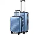 2-Piece 20/24 Inch Luggage Set Without Front Laptop Pocket, ABS+PC Lightweight Hardshell Suitcase with TSA Lock & Spinner Silent Wheels, Ice Blue