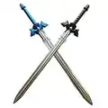 damdos Halloween Prop PU Foam Cosplay Weapons for Sky Sword Kirito Kirigaya Shield Link Breath of The Wild Bow Arrow Crossbow Birthday Gifts (Black+Blue=2pcs)