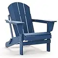 TORVA HDPE Silla Plegable Adirondack Resistente a la Intemperie, sillón reclinable para jardín al Aire Libre con Brazos Anchos y Respaldo Inclinado (Azul Marino)