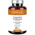 CURCUMA BIO Gélules - Pipérine et Curcumine - 1300mg Haute Dose - Poivre Noir et Gingembre - 120 Gélules Organic Turmeric Black Pepper Ginger Nutralie (Sans goût)