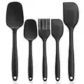 Espátulas de Silicona 5 Juegos Utensilios de Cocina Silicona Resistentes al Calor, Herramientas antiadherentes para Hornear Utensilios de, Conjuntos de Utensilios - Negro