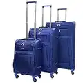 Aerolite Reinforced Super Strong and Light 4 Wheel Lightweight 3 Piece Luggage Suitcase Set (Midnight Blue)