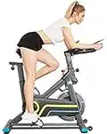 ANCHEER Bicicleta de Fitness con APP, Bicicleta de Interior Estacionaria, Monitor LCD, Frecuencia Cardiaca, Resistencia y Asiento a Justables Para eJercicio Silencioso y Liso en Casa